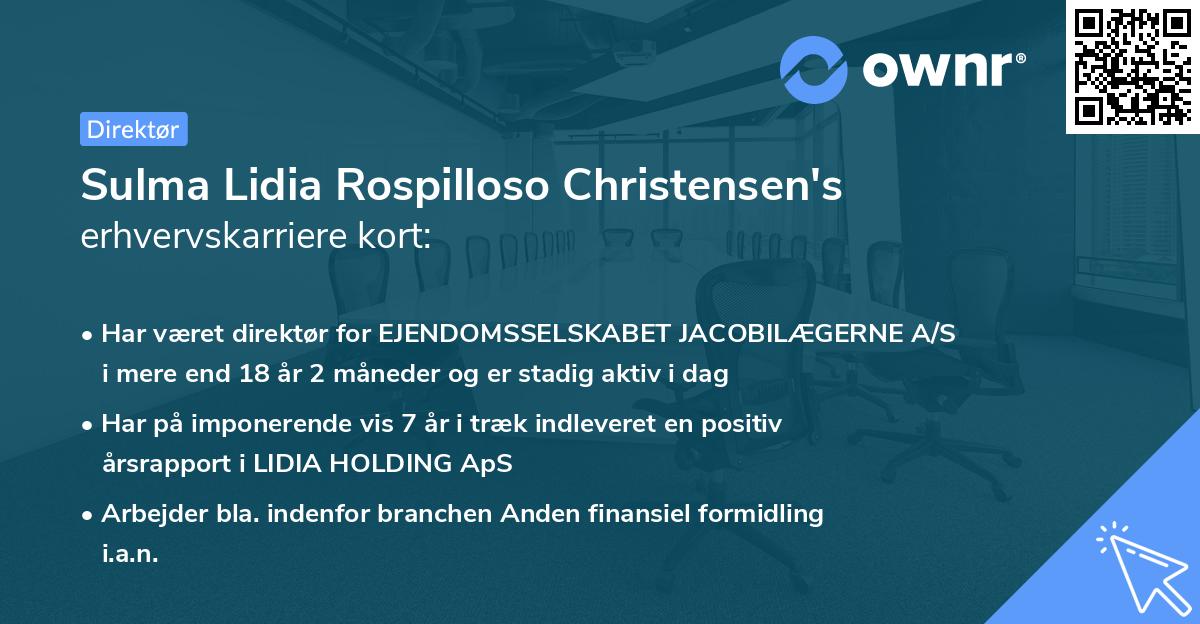 Sulma Lidia Rospilloso Christensen's erhvervskarriere kort