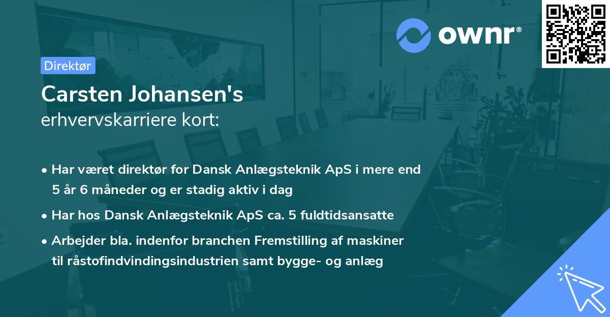 Carsten Johansen's erhvervskarriere kort