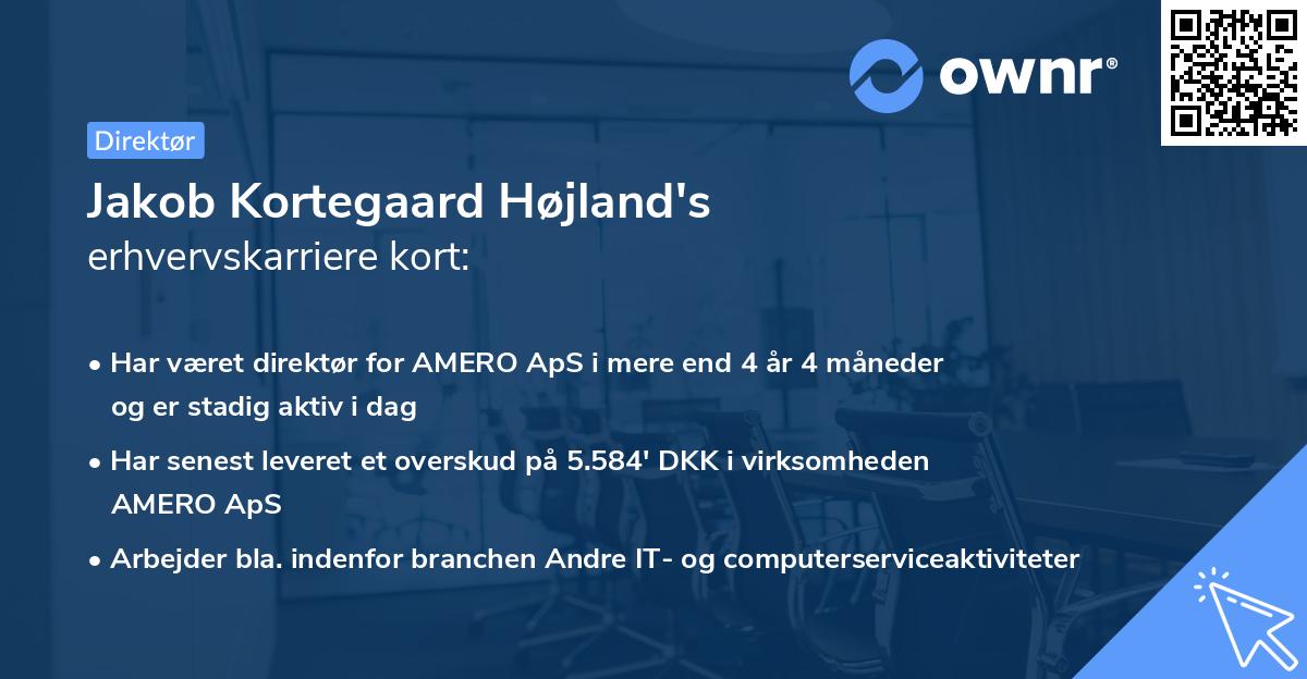 Jakob Kortegaard Højland's erhvervskarriere kort