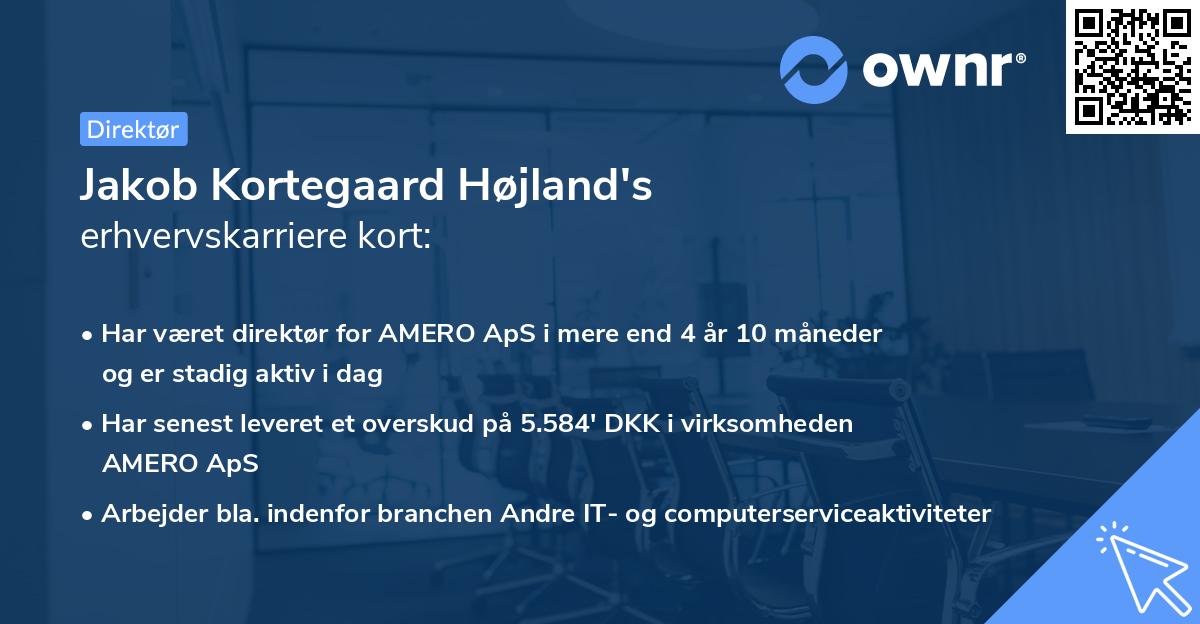 Jakob Kortegaard Højland's erhvervskarriere kort