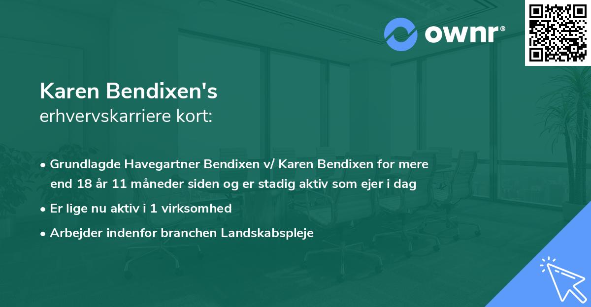 Karen Bendixen's erhvervskarriere kort
