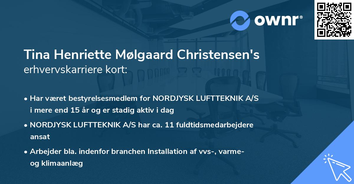 Tina Henriette Mølgaard Christensen's erhvervskarriere kort