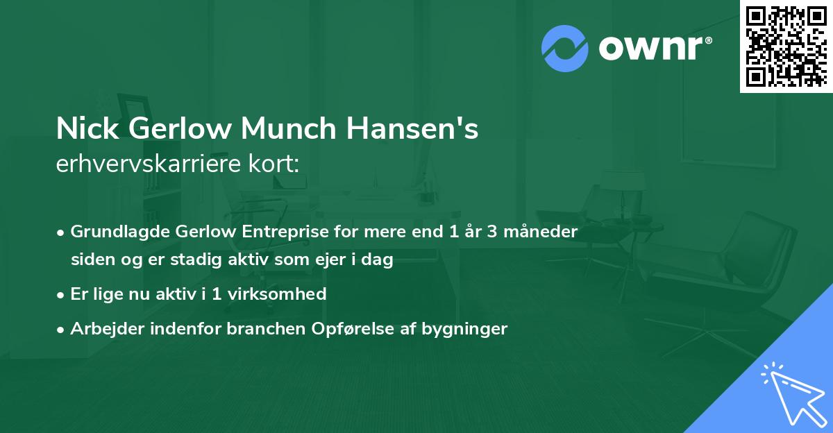 Nick Gerlow Munch Hansen's erhvervskarriere kort