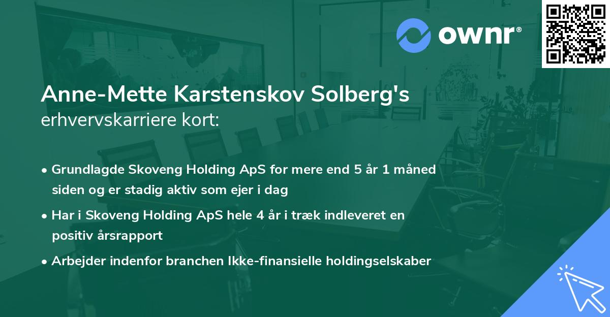 Anne-Mette Karstenskov Solberg's erhvervskarriere kort