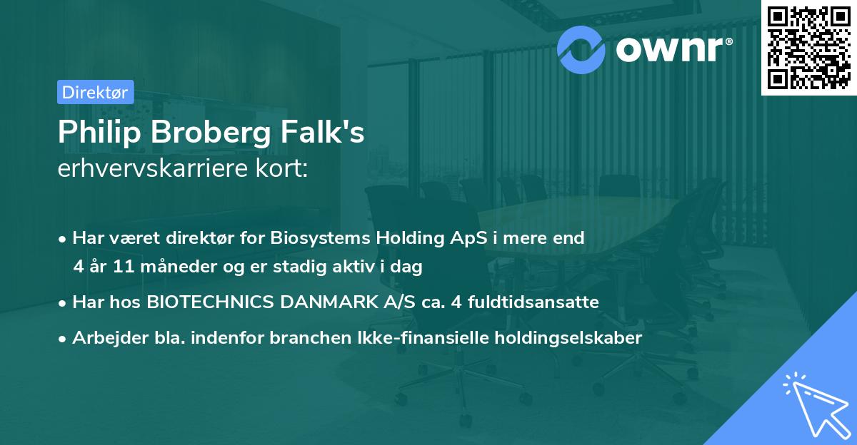 Philip Broberg Falk's erhvervskarriere kort