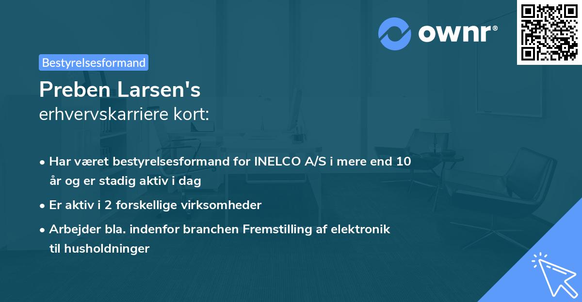Preben Larsen's erhvervskarriere kort