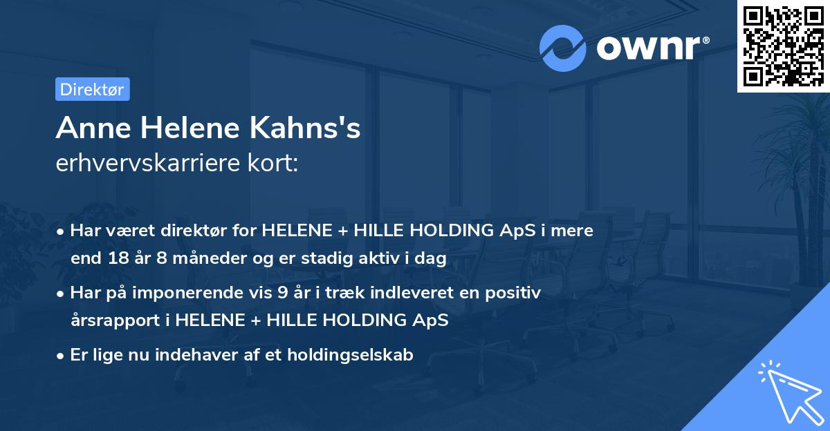 Anne Helene Kahns's erhvervskarriere kort