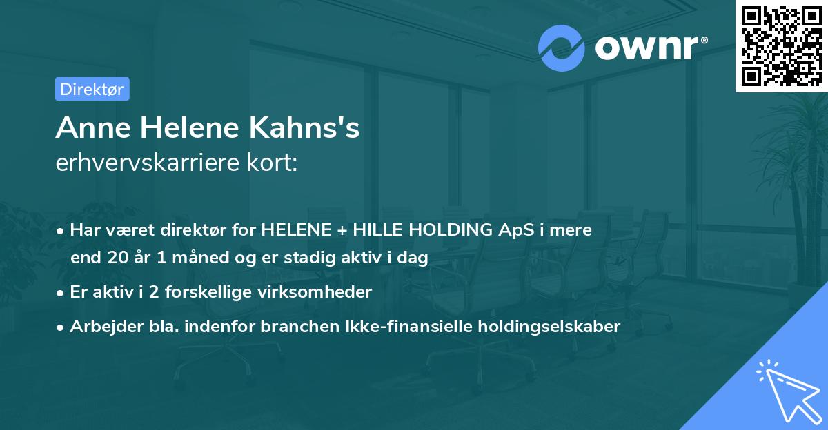 Anne Helene Kahns's erhvervskarriere kort