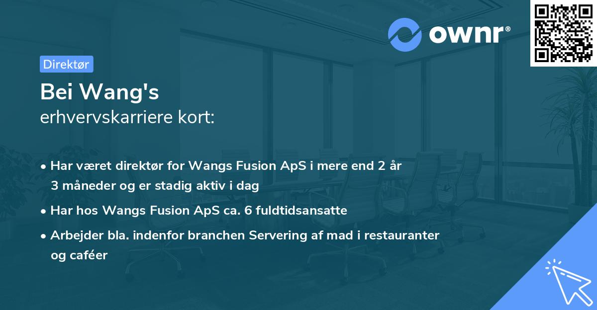 Bei Wang's erhvervskarriere kort
