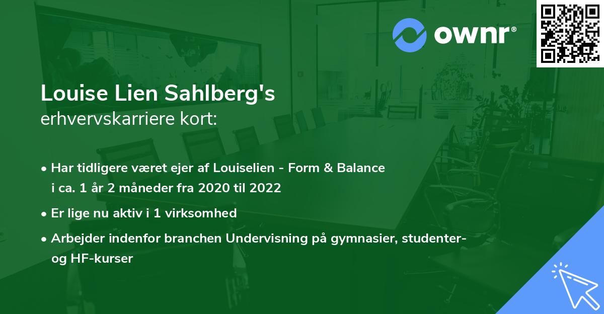 Louise Lien Sahlberg's erhvervskarriere kort