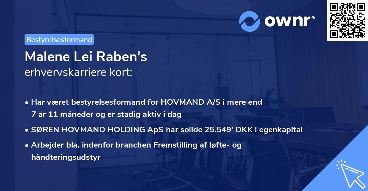 Malene Lei Raben's erhvervskarriere kort