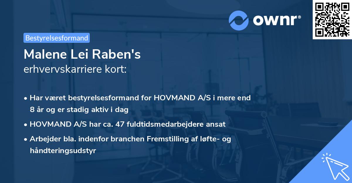 Malene Lei Raben's erhvervskarriere kort