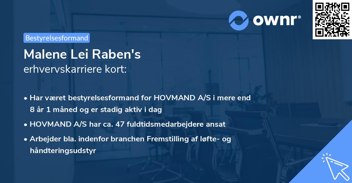 Malene Lei Raben's erhvervskarriere kort