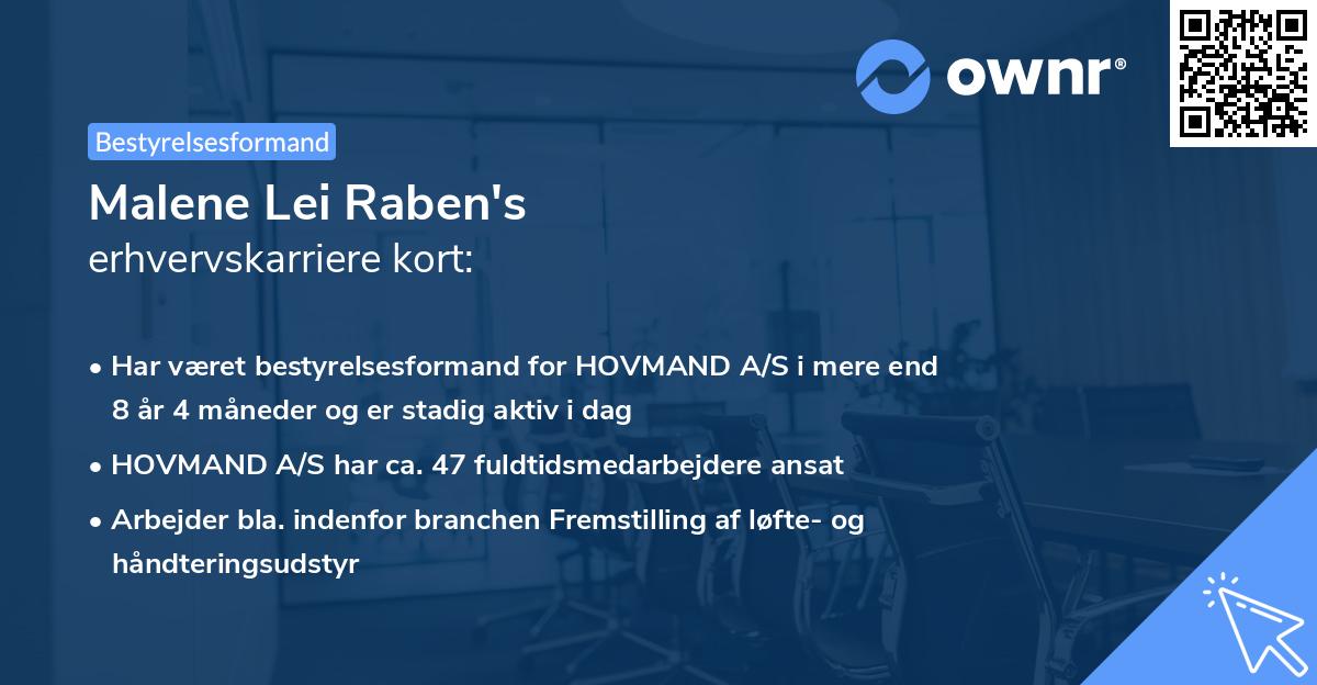 Malene Lei Raben's erhvervskarriere kort