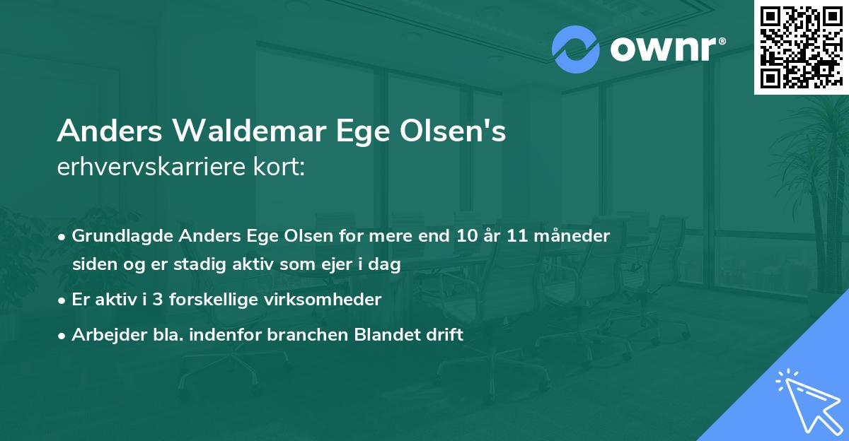 Anders Waldemar Ege Olsen's erhvervskarriere kort