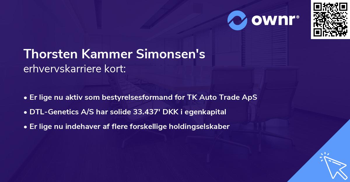 Thorsten Kammer Simonsen's erhvervskarriere kort