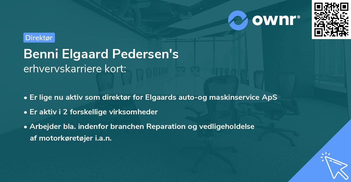 Benni Elgaard Pedersen's erhvervskarriere kort