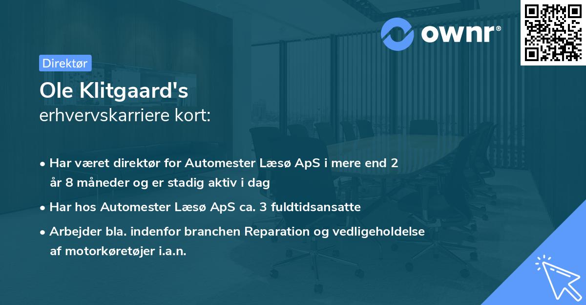 Ole Klitgaard's erhvervskarriere kort