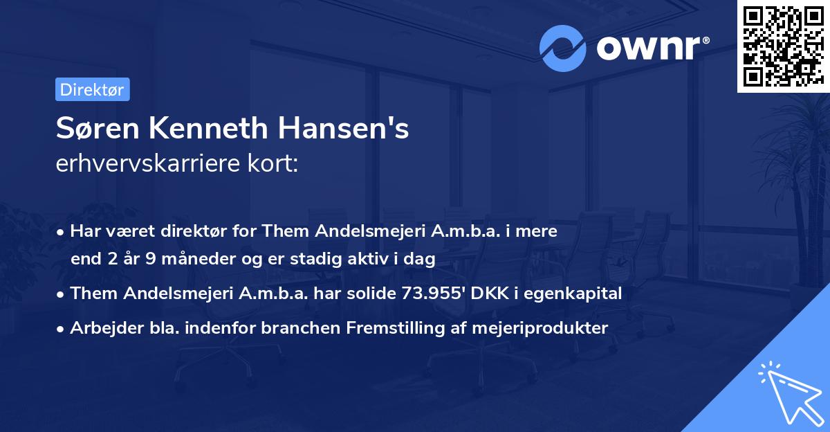 Søren Kenneth Hansen's erhvervskarriere kort
