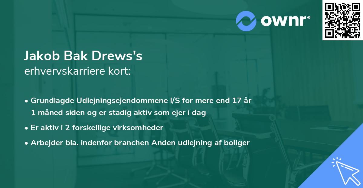 Jakob Bak Drews's erhvervskarriere kort