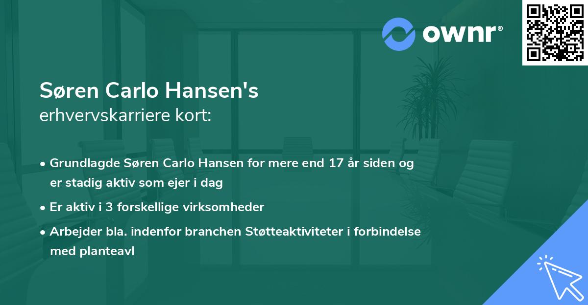 Søren Carlo Hansen's erhvervskarriere kort