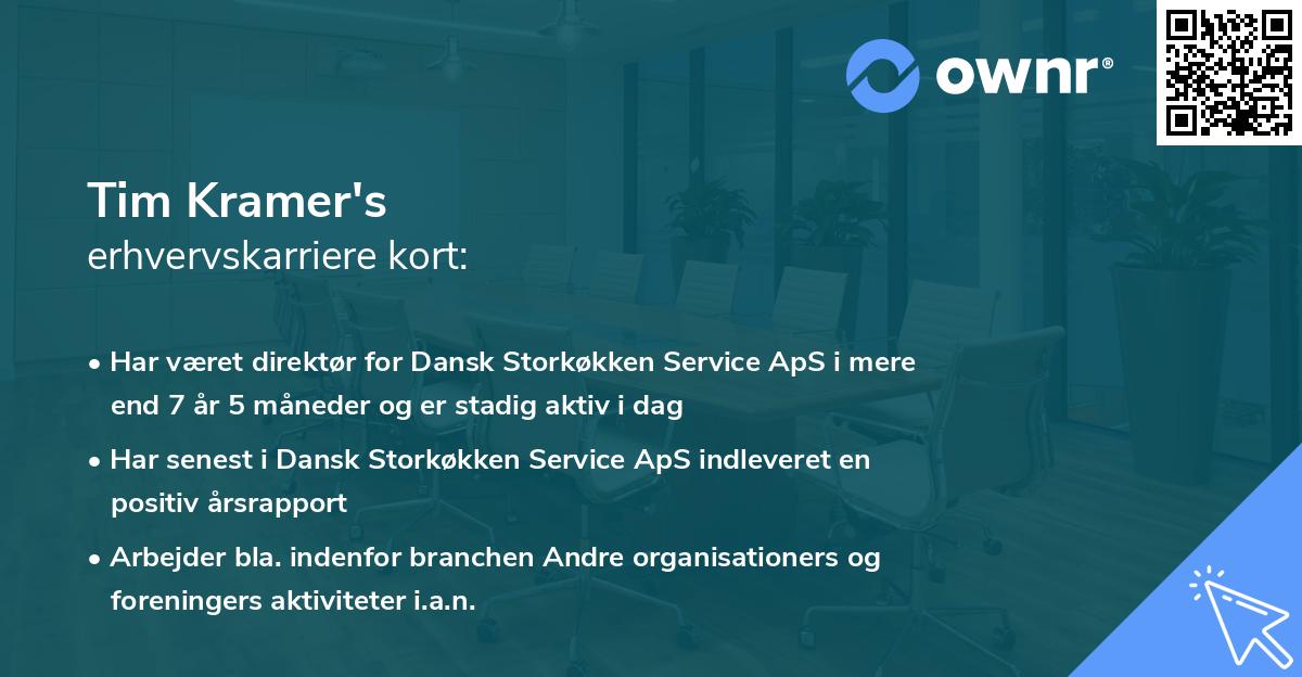 Tim Kramer's erhvervskarriere kort