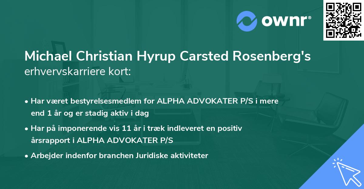 Michael Christian Hyrup Carsted Rosenberg's erhvervskarriere kort