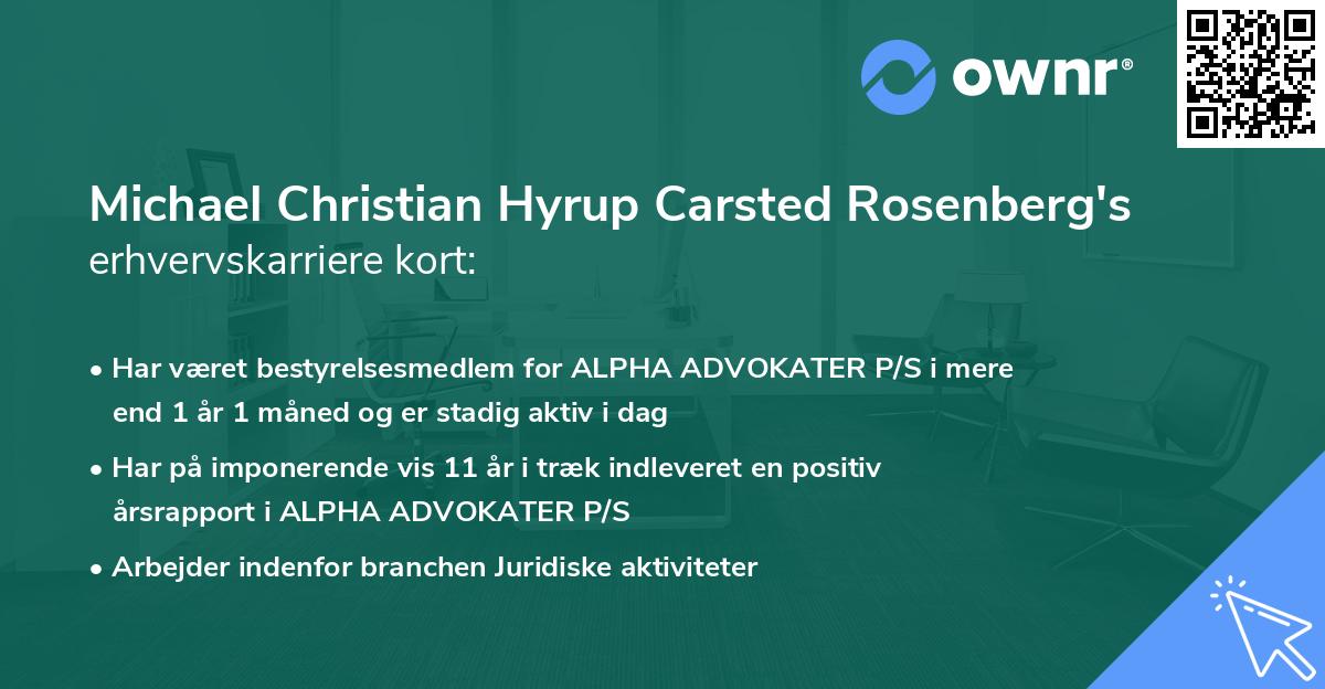 Michael Christian Hyrup Carsted Rosenberg's erhvervskarriere kort