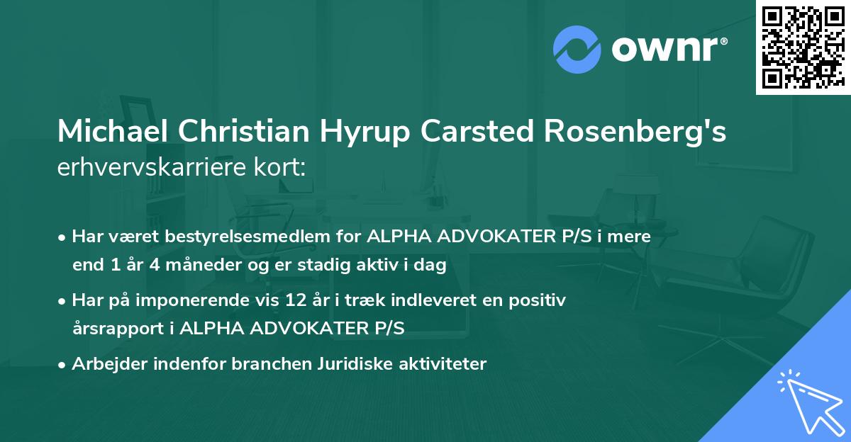Michael Christian Hyrup Carsted Rosenberg's erhvervskarriere kort