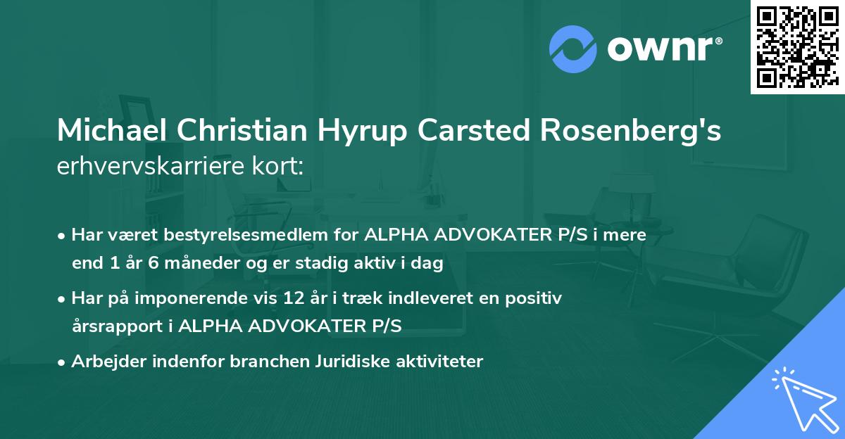 Michael Christian Hyrup Carsted Rosenberg's erhvervskarriere kort