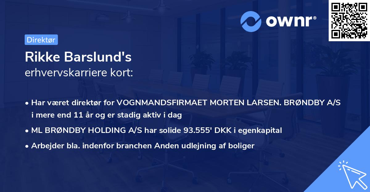 Rikke Barslund's erhvervskarriere kort