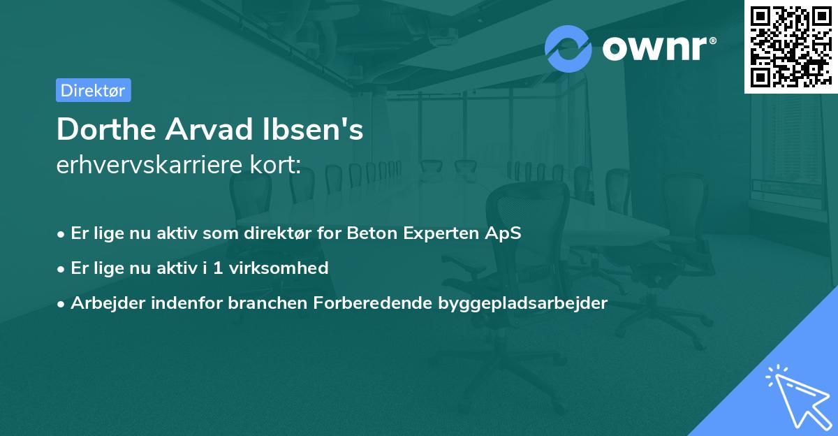 Dorthe Arvad Ibsen's erhvervskarriere kort