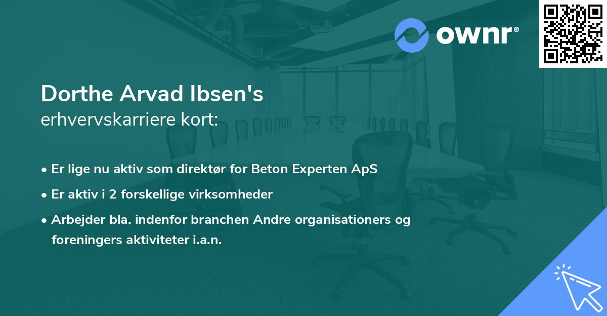 Dorthe Arvad Ibsen's erhvervskarriere kort