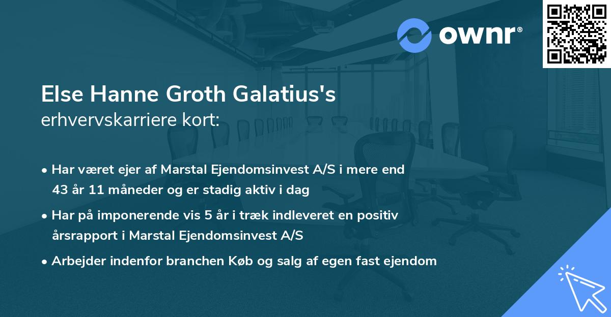 Else Hanne Groth Galatius's erhvervskarriere kort