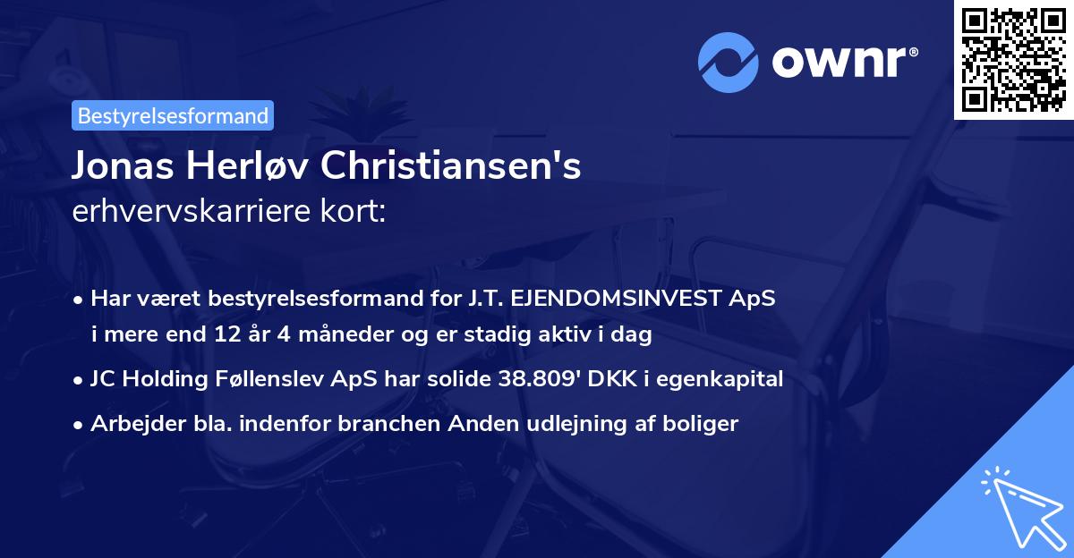 Jonas Herløv Christiansen's erhvervskarriere kort