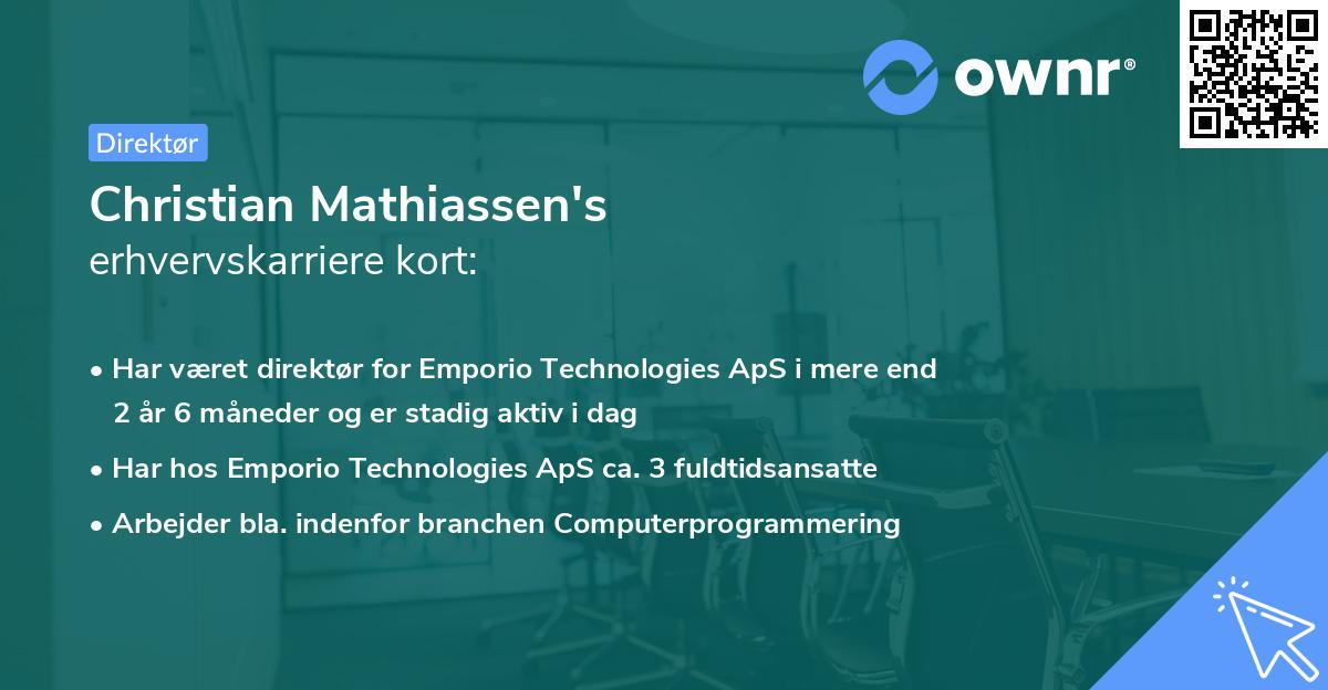 Christian Mathiassen's erhvervskarriere kort
