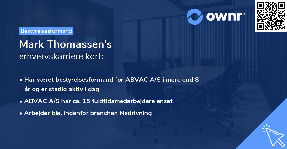 Mark Thomassen's erhvervskarriere kort