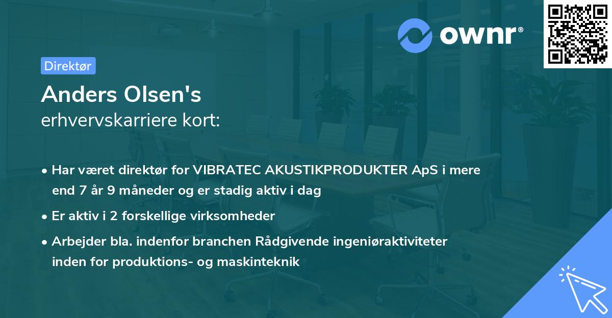 Anders Olsen's erhvervskarriere kort
