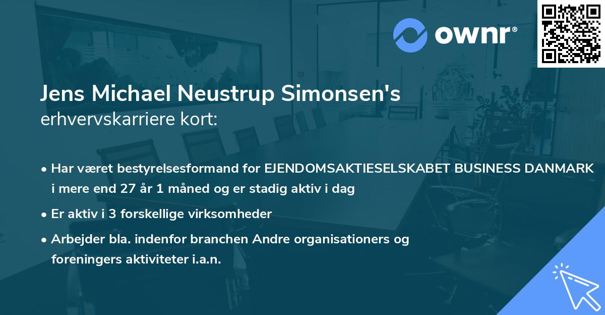 Jens Michael Neustrup Simonsen's erhvervskarriere kort