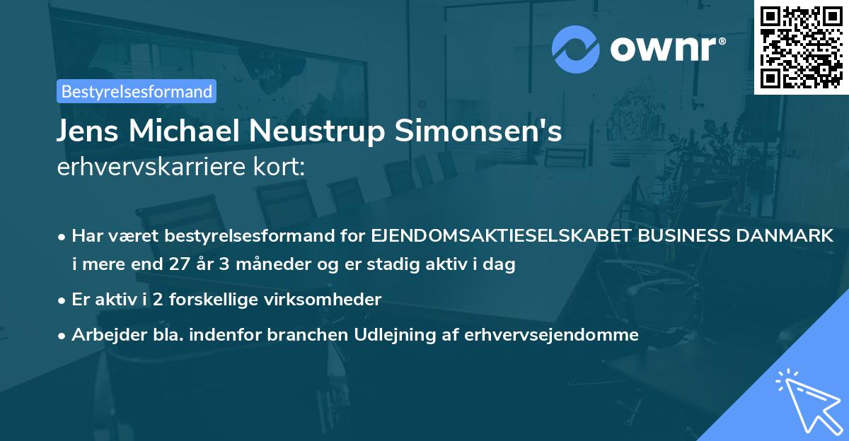 Jens Michael Neustrup Simonsen's erhvervskarriere kort