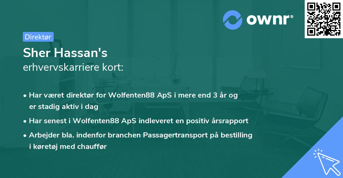 Sher Hassan's erhvervskarriere kort