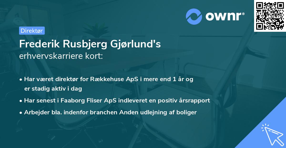 Frederik Rusbjerg Gjørlund's erhvervskarriere kort
