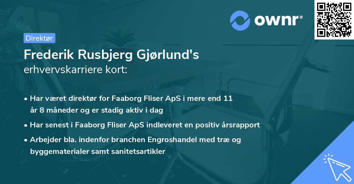 Frederik Rusbjerg Gjørlund's erhvervskarriere kort