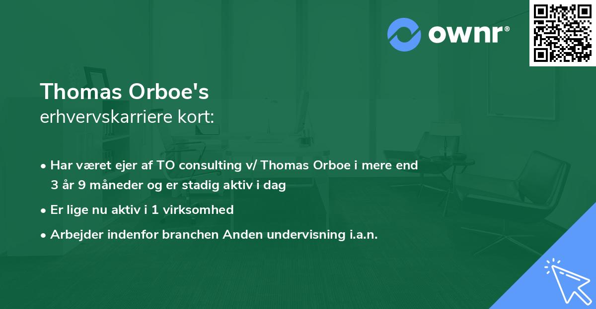 Thomas Orboe's erhvervskarriere kort