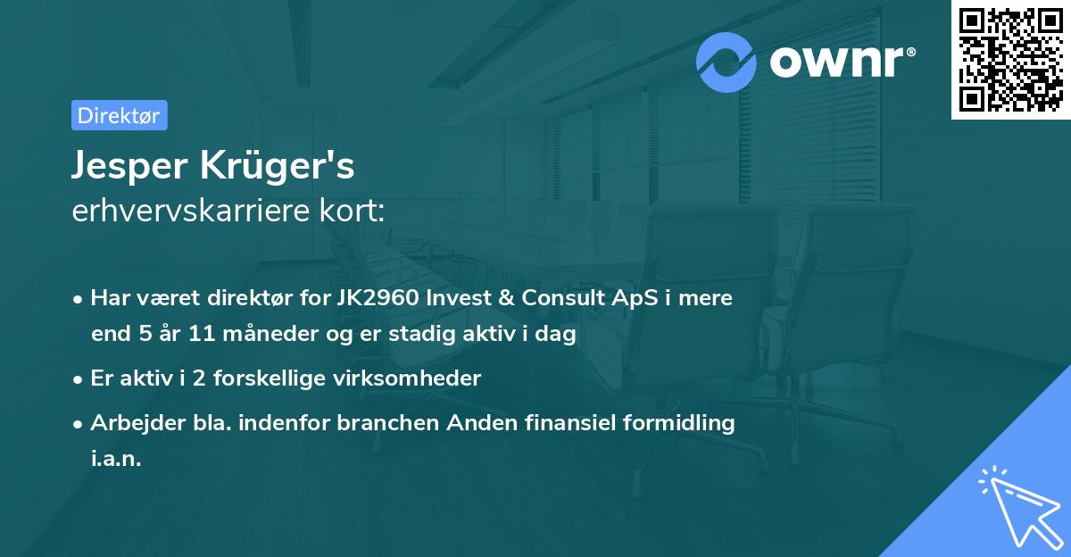 Jesper Krüger's erhvervskarriere kort