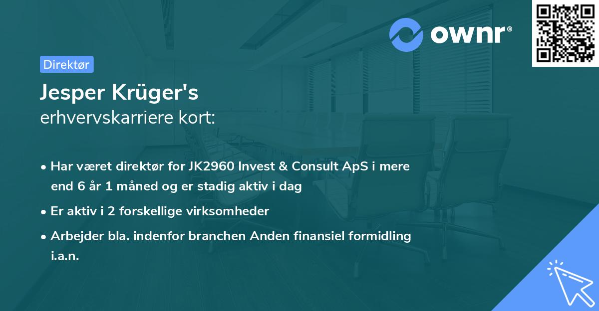 Jesper Krüger's erhvervskarriere kort