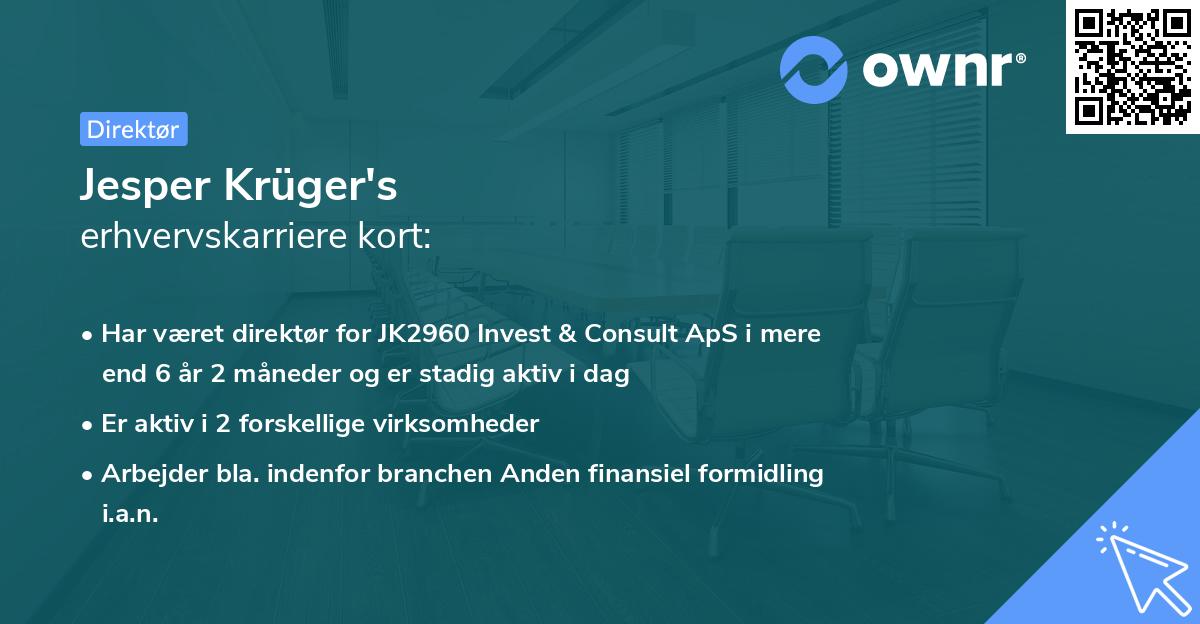 Jesper Krüger's erhvervskarriere kort