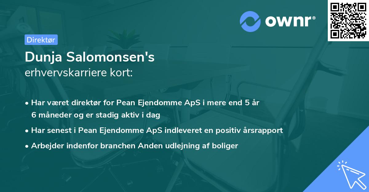 Dunja Salomonsen's erhvervskarriere kort