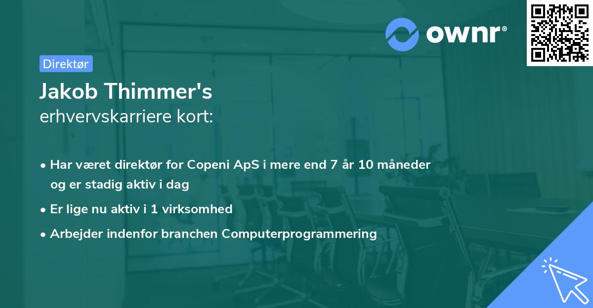 Jakob Thimmer's erhvervskarriere kort