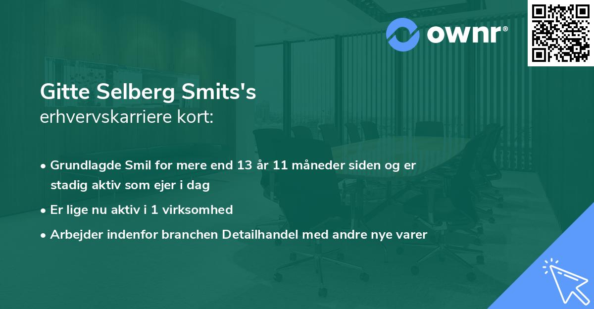 Gitte Selberg Smits's erhvervskarriere kort